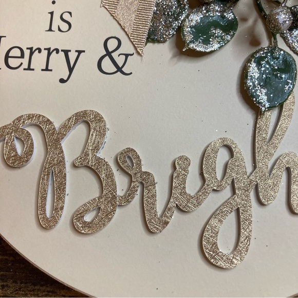 All is Merry & Bright table top/shelf deco MDF NWOT - Picture 6 of 9